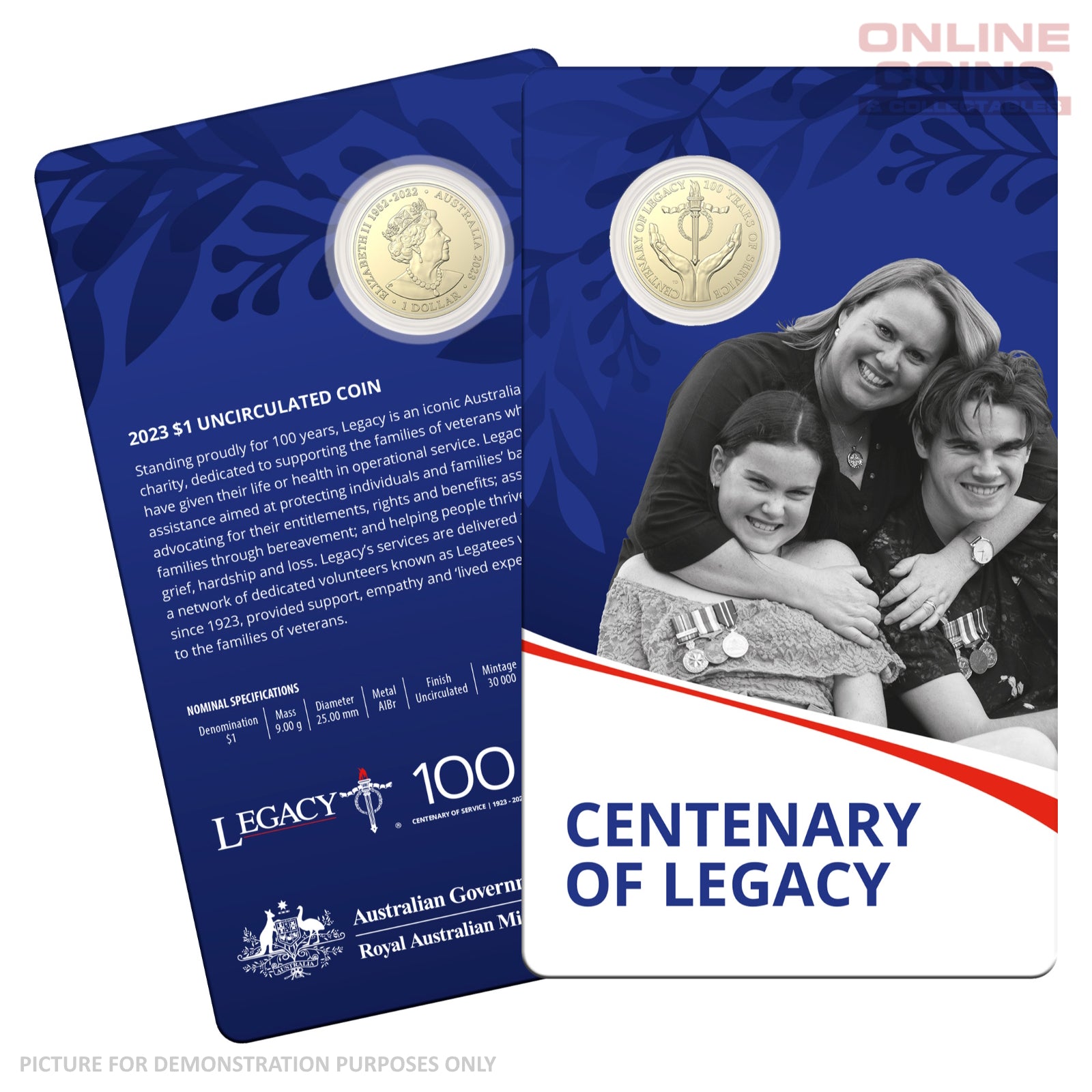 2023 $1 AlBr Uncirculated Carded Coin - Centenary of Legacy Packaging
